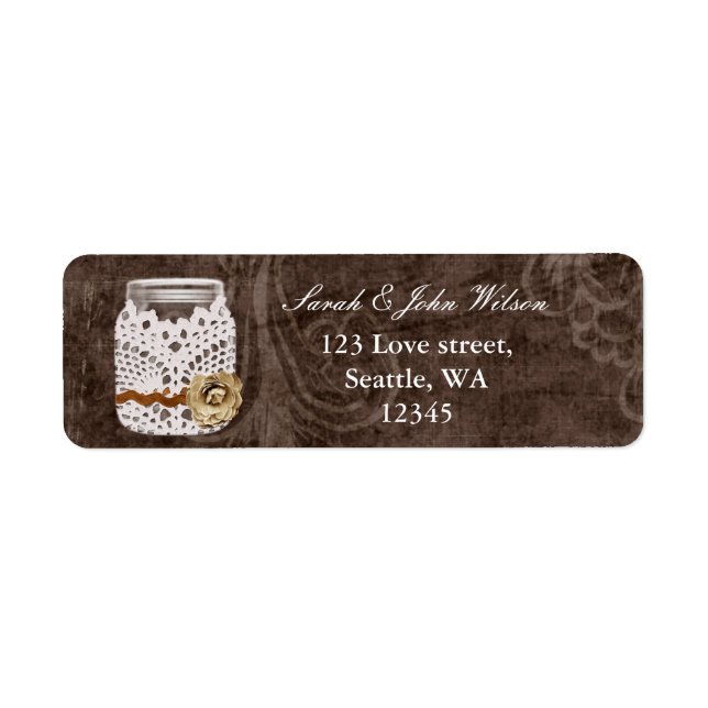 rustic mason jar wedding ,return address label (Front)