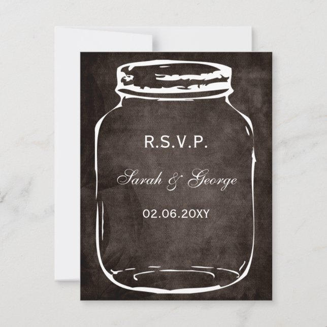 rustic mason jar wedding rsvp (Front)