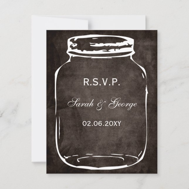 rustic mason jar wedding rsvp card (Front)