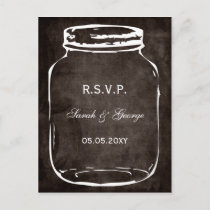 rustic mason jar wedding rsvp invitation postcard