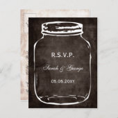 rustic mason jar wedding rsvp invitation postcard (Front/Back)