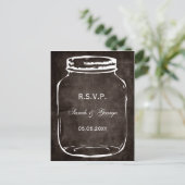 rustic mason jar wedding rsvp invitation postcard (Standing Front)