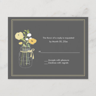 Rustic Mason Jar Wedding RSVP Response Cards