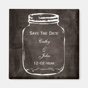 rustic mason jar wedding save the date magnet