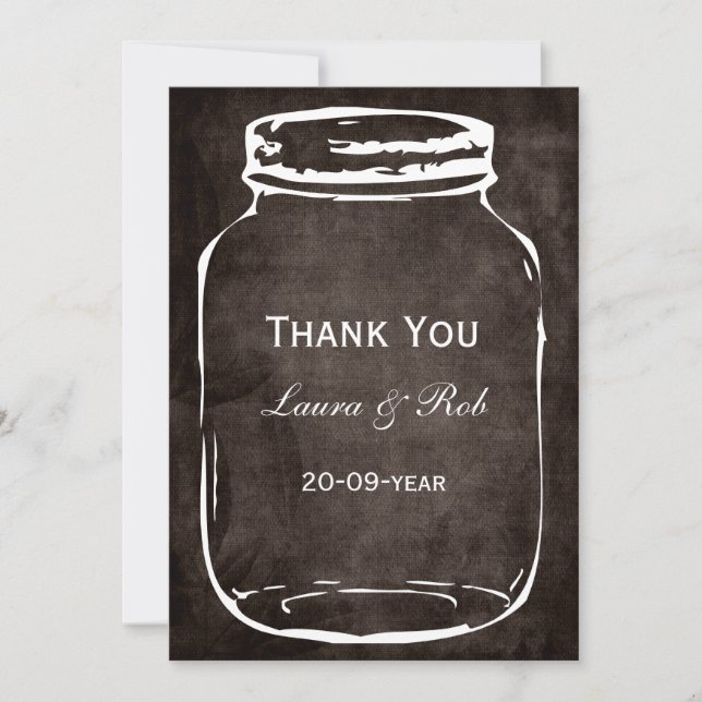 rustic mason jar wedding thank you (Front)