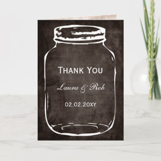 rustic mason jar wedding thank you card