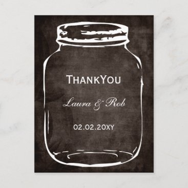 rustic mason jar wedding thank you postcard