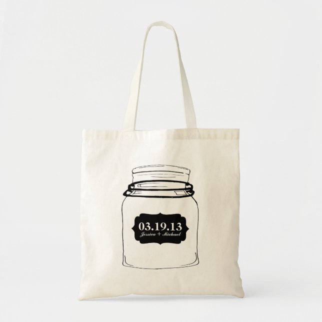 Rustic Mason Jar Wedding Tote Bag (Front)