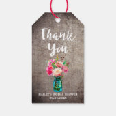 Rustic Mason Jar with Flower Bouquet Thank You Gift Tags (Back)