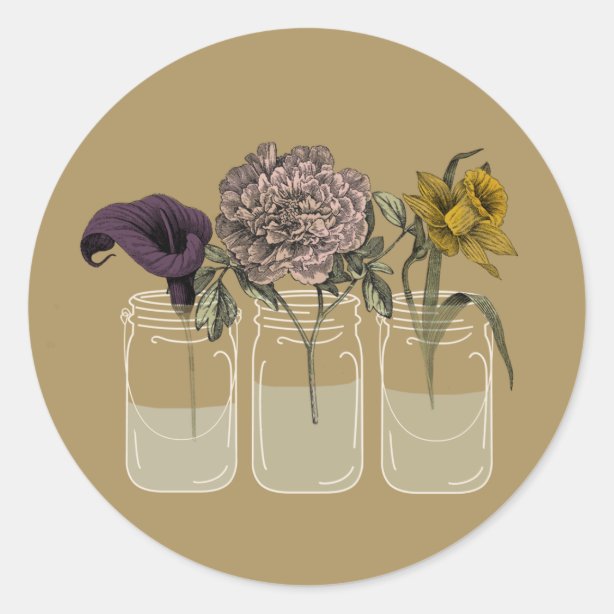 Mason Jar Flowers Stickers Zazzle