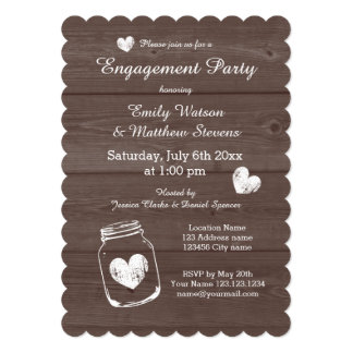 Rustic mason jar wood engagement party invitations