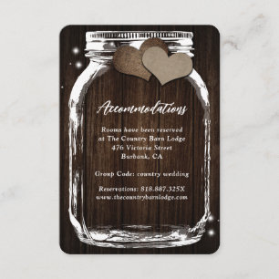 Rustic Mason Jar Wood Hearts Accommodation Card