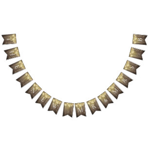 Rustic Mason Jar & Woodgrain Wedding Garden Party Bunting Flags