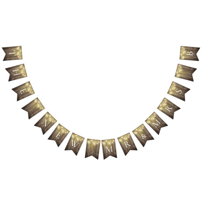 Rustic Mason Jar & Woodgrain Wedding Garden Party Bunting Flags (All)