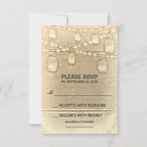 rustic mason jars and light wedding RSVP cards