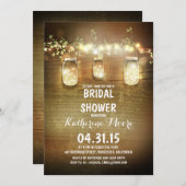 rustic mason jars and lights bridal shower invitation (Front/Back)