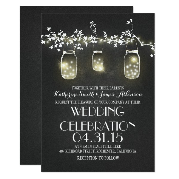 161877359145912581 rustic mason jars and lights wedding invitations