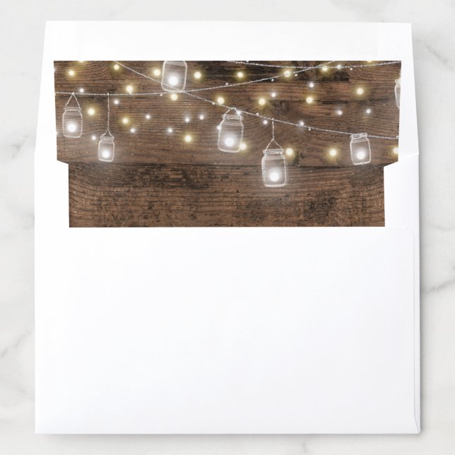Rustic Mason Jars and String Lights Wedding Envelope Liner (In Envelope)