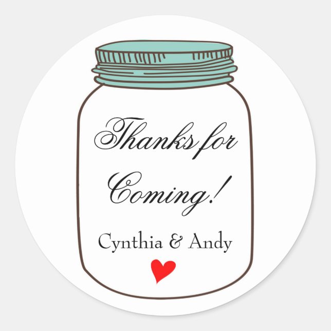 Rustic Mason Jars Favor Stickers | Custom Stickers (Front)