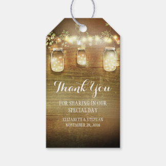 Rustic Mason Jars Lights Wedding Thank You Gift Tags