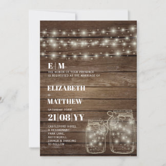 Rustic Mason Jars Printed or Digital Wedding Invitation