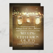 Rustic Mason Jars String Lights Elegant Wedding Invitation (Front/Back)