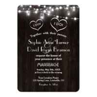 Rustic Mason Jars String Lights Old Barn Wedding Card