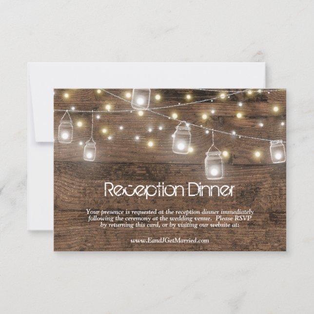 Rustic Mason Lights Reception Dinner RSVP Entree Card (Front)