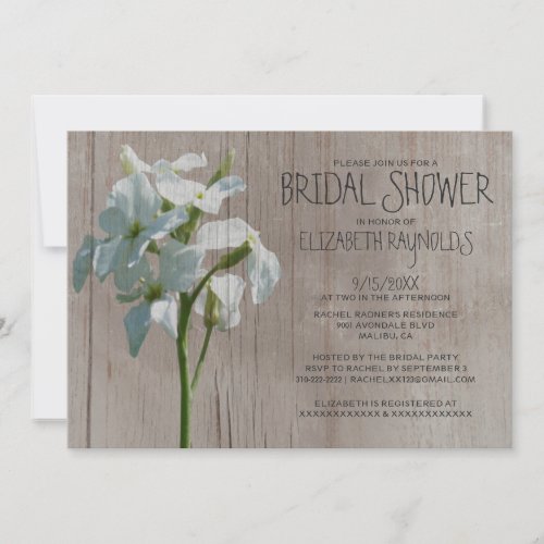 Rustic Matthiola Bridal Shower Invitations