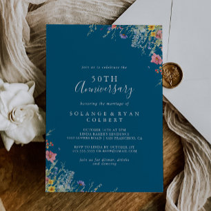 Rustic Meadow Botanical 50th Wedding Anniversary Invitation