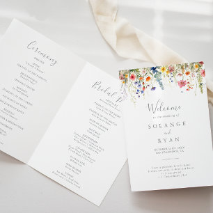 Rustic Meadow Botanical Folded Wedding Program