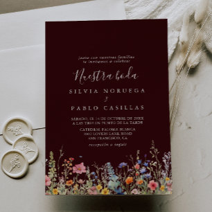 Rustic Meadow Botanical Nuestra Boda Wedding Invitation