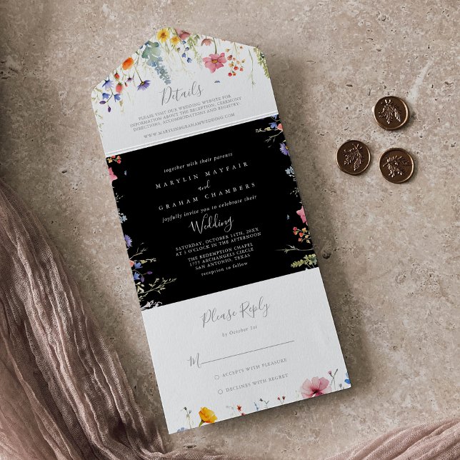 Rustic Meadow Botanical Wedding     All In One Invitation (Creator Uploaded)