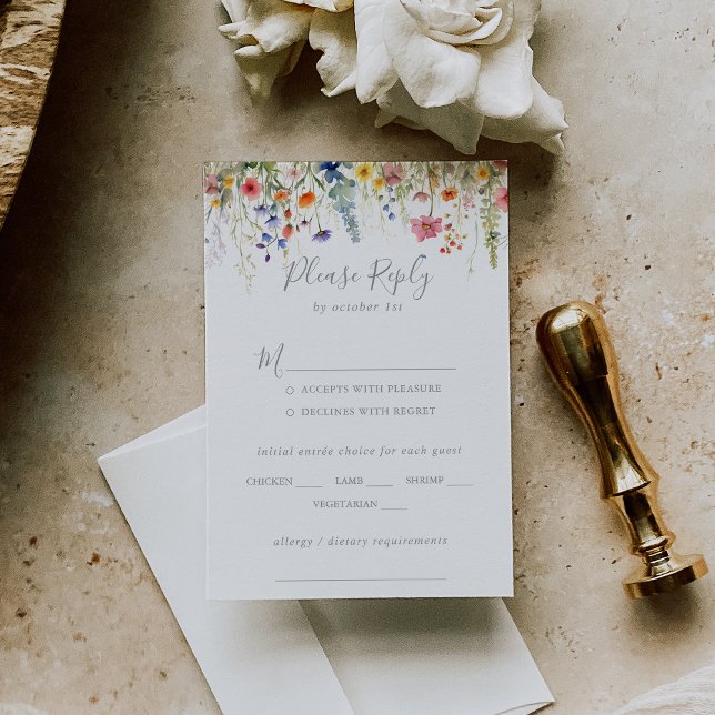 Rustic Meadow Botanical Wedding Menu Choice RSVP (Creator Uploaded)