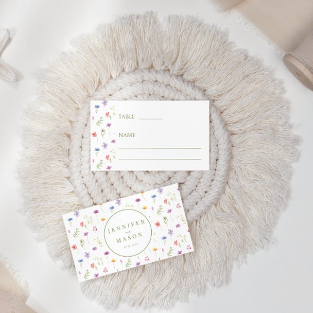 Rustic meadow colorful wildflower floral wedding place card (Creator Uploaded)