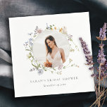 Rustic Meadow Floral Wreath Photo Bridal Shower Napkins<br><div class="desc">If you need any further customisation please feel free to message me on yellowfebstudio@gmail.com.</div>