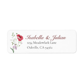 Rustic Meadow Poppy & Lavender Return Address Label