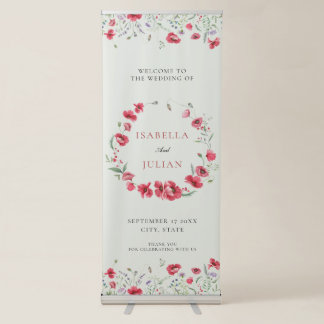 Rustic Meadow Poppy & Lavender Welcome Wedding Retractable Banner