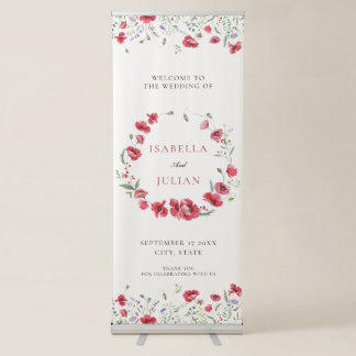 Rustic Meadow Poppy & Lavender Welcome Wedding Retractable Banner