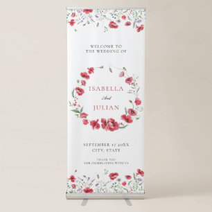 Rustic Meadow Poppy & Lavender Welcome Wedding Retractable Banner
