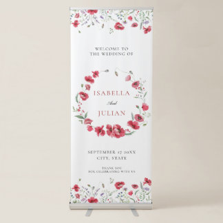 Rustic Meadow Poppy & Lavender Welcome Wedding Retractable Banner