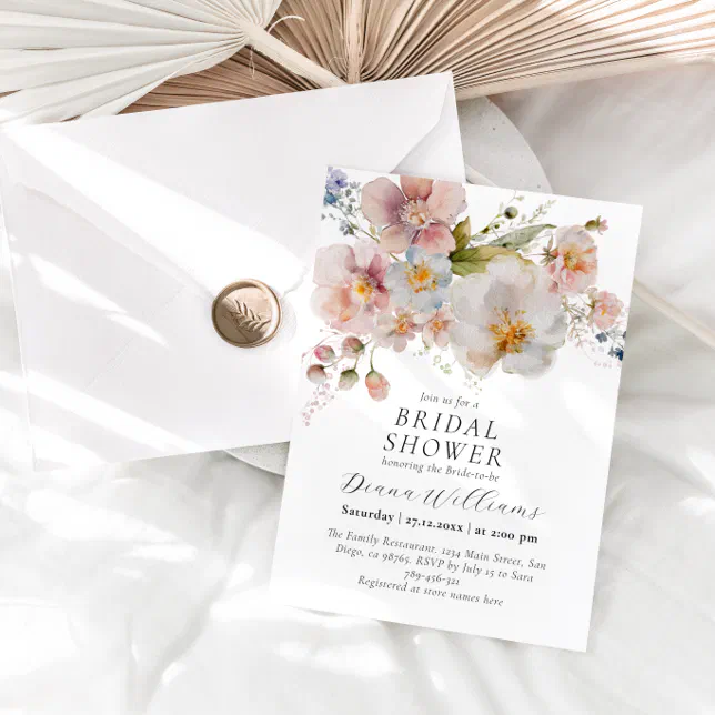 Rustic Meadow Wildflower Bridal Shower Invitation | Zazzle