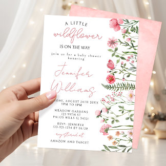 Rustic Meadow Wildflower Floral Baby Girl Shower Invitation
