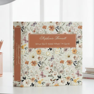 Rustic Meadow Wildflowers End of Life Planner 3 Ring Binder