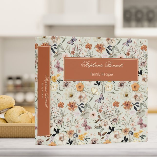 Rustic Meadow Wildflowers Family Recipes 3 Ring Binder (Creator Uploaded)