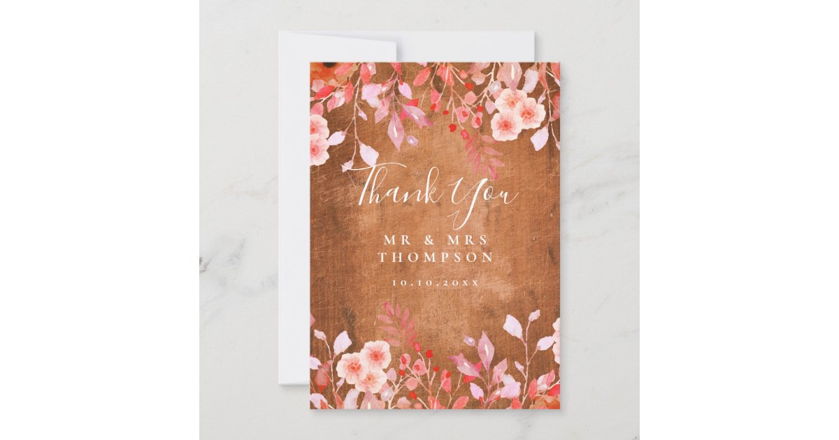 Rustic Meadow Wildflowers Floral Wedding Thank You Card | Zazzle