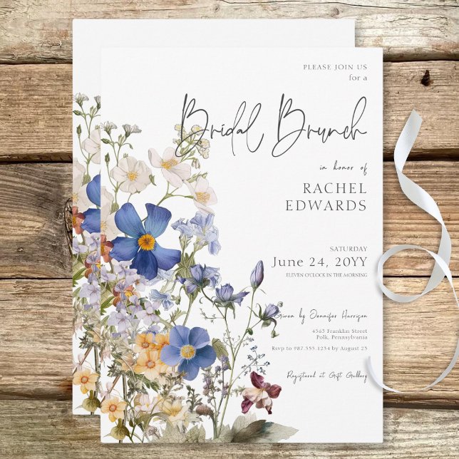 Rustic Meadow Wildflowers Watercolor Bridal Brunch Invitation (Rustic Meadow Wildflowers Watercolor Bridal Brunch Invitation)