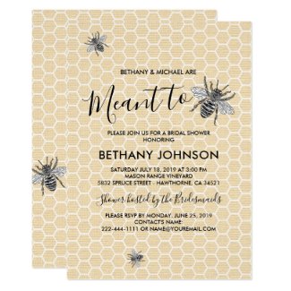 Rustic Meant to Bee Bridal Shower Card
