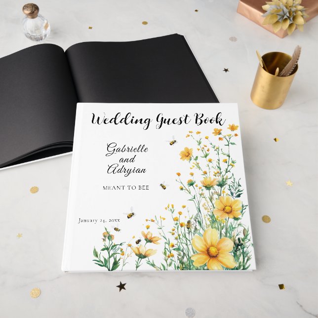 Rustic Meant to Bee Guest Book (Front Open)