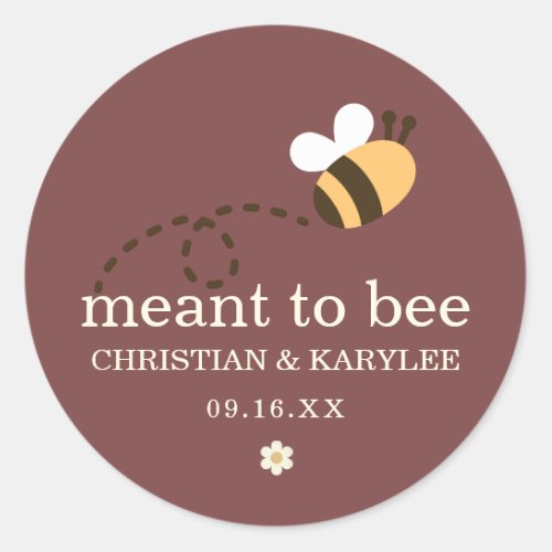 Rustic Meant To Bee Wedding Classic Round Sticker